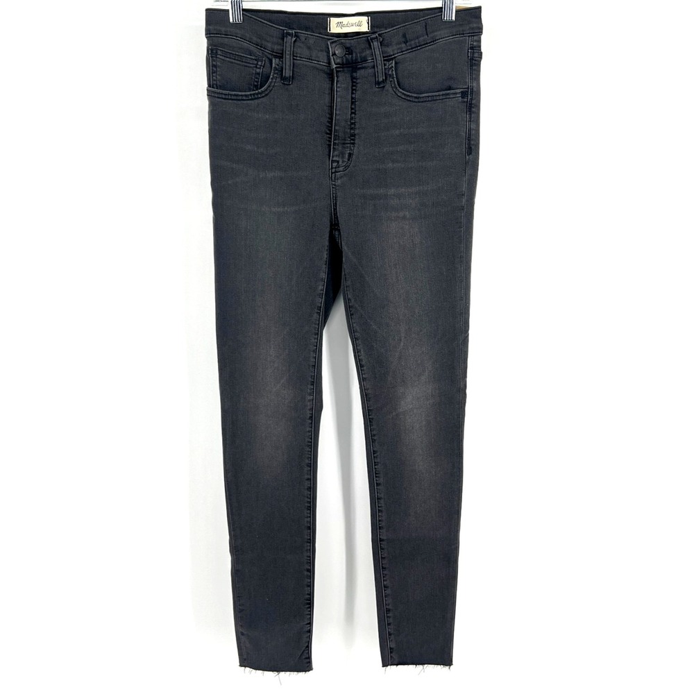 Madewell Women Skinny Jeans Gray Mid Rise Raw Hem Stretch Size 28